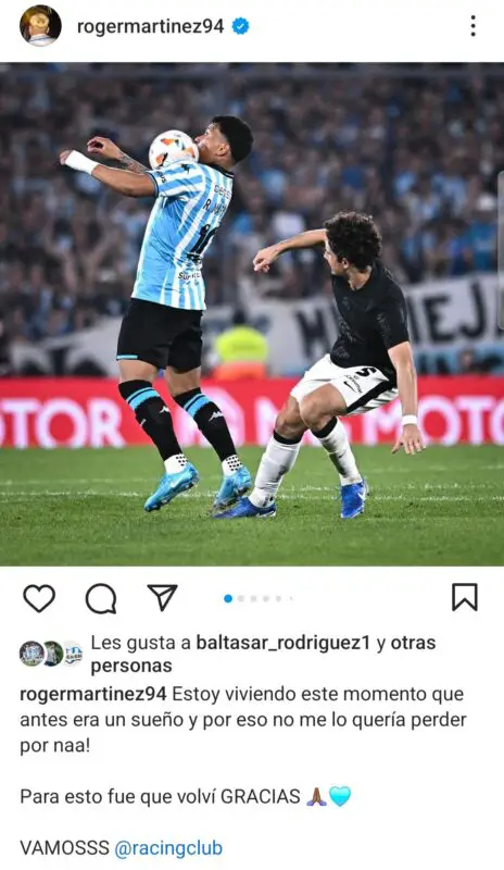 Racing Roger Martínez mensaje