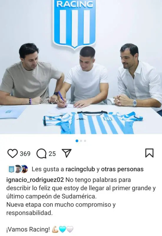 Racing Nacho Rodríguez mensaje